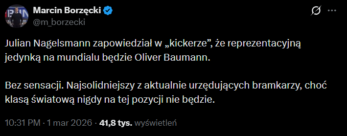 Selekcjoner reprezentacji Niemiec wybrał BRAMKARZA NR 1 NA MŚ!
